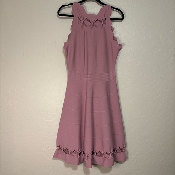 Ted Baker London Cherina Dusty Rose Knit Cutout Skater Fit & Flare Dress Size 3 - Picture 9 of 15